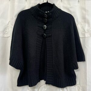 Anthropologie Moth Black Knit Capelet Cardigan | Button S/M